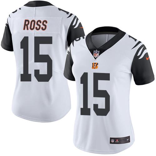 Nike Bengals #15 John Ross White Women's Stitched NFL Limited Rush Jersey - Click Image to Close
